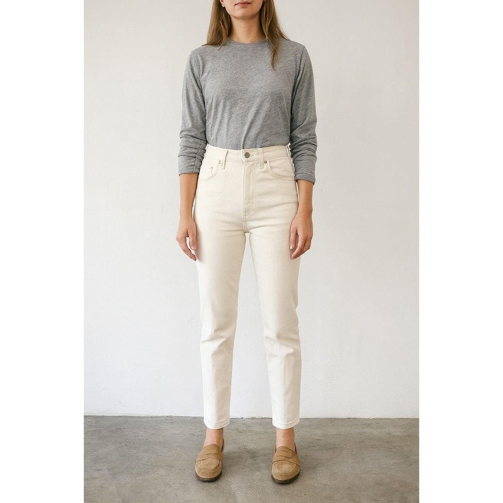 Everlane The Original Cheeky Jean Womens 26 Regular‎ Organic Cotton Ecru Beige